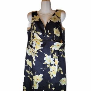 Donna Ricco Womens Black Floral Sheath Dress Sz 14